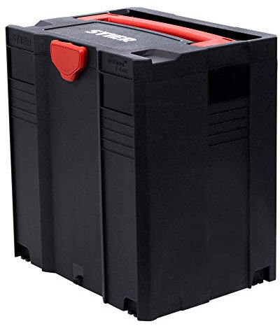 STIER Systainer V T-LOC BLACK-Edition, Werkzeugkoffer, 296 x 396 x 427 mm, BLACK-Edition, Transportbox aus stabilem ABS-Kunststoff, Systemkoffer stapelbar, Sortierbox