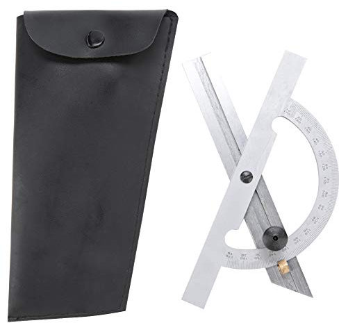 Winkelmesser, 0-180 Grad Winkelmesser Edelstahl Drehwinkelmesser Verstellbarer Rundkopf Winkelmesser mit Feststellschraube für Schule Tischler DIY Malerei Zeichnung Anzeichnen 100x150mm