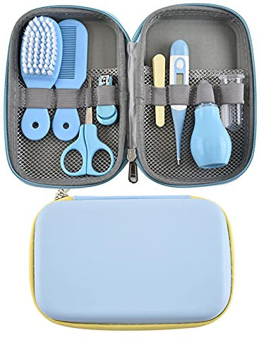 bluesa 8 Teiliges Babypflege Set Baby Erstausstattung Pflegeset Babypflegeset Für Neugeborene, Mit Aufbewahrungskoffer, Haarbürste, Kamm, Nagelknipser
