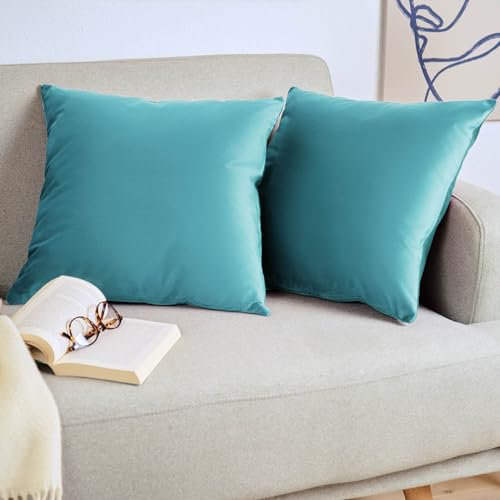 Blumtal 2er Set Kissenbezug 50x50 cm Hellblau - dekorativer Samt Kissenbezug mit verstecktem Reißverschluss, Kissenhülle für Zierkissen Deko-Kissen Polster Sofakissen & Couchkissen, waschbar