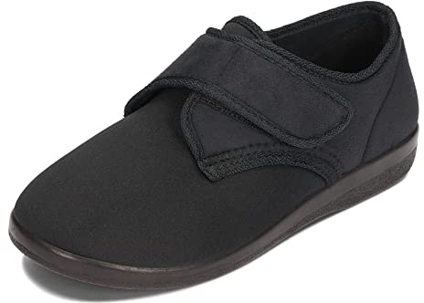 OrtoMed Öppna ortopediska skor Dam Herr Justerbar bredd Ortopedisk innersula Kardborreband Microvelour Svart 36-46 EU (Svart 6013, Europeiska skostorlekar, Vuxen, Numeriskt, Medel, 39)