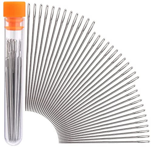 Nähnadeln mit großem Öhr, 36-teilige Nähnadeln, Stickgarnnadeln in 3 Größen mit Aufbewahrungsröhrchen für Handarbeitsprojekte zum Nähen und Nähen von Hand