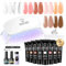 ROSALIND Gel Extensión de Uñas Kit Completo 8 Colores 10ml, Kit Uñas de Gel con UV Lámpara, Base Top Coat y Herramientas de Manicura, Poligel Kit Completo para DIY para Principiante en Casa