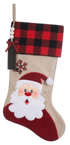 TWSANTAMAS 20 Personalized Burlap Christmas Stockings,Embroidered Santa