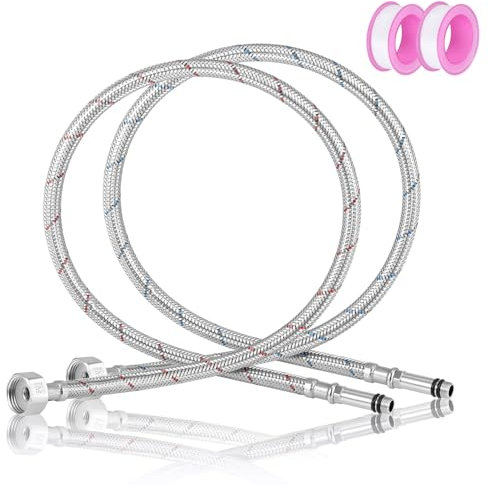 Huiguli G1/2 x M10 Tubi Flessibili per Rubinetto Cucina, 2 Tubi Flessibili 304 Intrecciato in Acciaio Inox, Tubo di Intrecciato Collegamento per Cucina, Lavabo, Bagno, Lunghezza 31.5inch