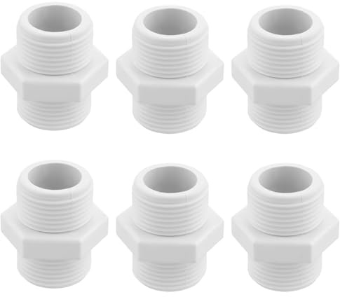 VGOL Lot de 6 Connecteurs de Tuyau d'arrivée D'eau pour Lave-linge Et Lave-vaisselle Filetage Mâle G3/4 X G3/4 25 Mm en PVC Raccord de Tuyau Adaptateur de Mamelon Hexagonal