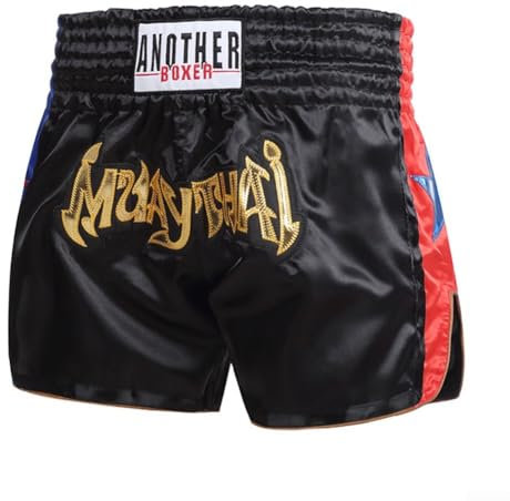 Zoegneer Atmungsaktive Fitness-Shorts, Kinder-Box-Shorts, Muay Thai, Kickboxen, Trainingskleidung und Boxkleidung für Männer und Frauen (L schwarz)
