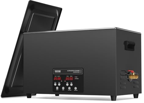 VEVOR 30 L digital ultraljudsrengörare, 600 W 40 kHz ultraljudsbehållare, med förbättrad gasning och mjukt läge, Pro ultraljudsrengöringsenhet med timer, uppvärmning och korg, smycken, svart