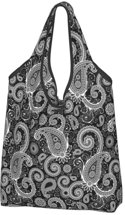 Buewutiry - Borse da donna grandi e leggere, riutilizzabili, confezione da 3, colore: bianco e nero