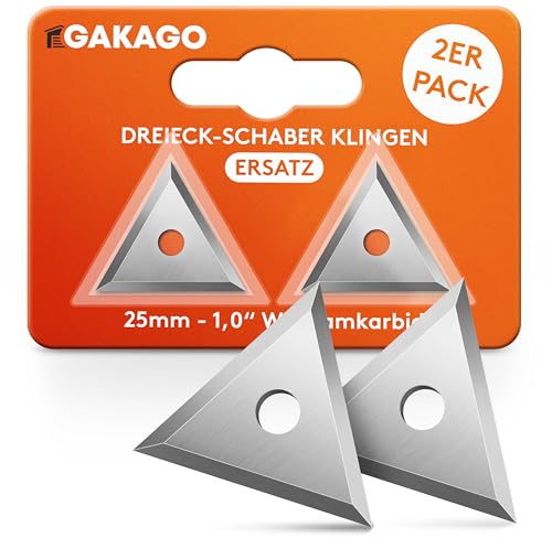 Gakago Lame di ricambio per raschietti (confezione da 2) - Lama triangolare di alta qualità in carburo di tungsteno resistente per legno, metallo, calcestruzzo o pietra