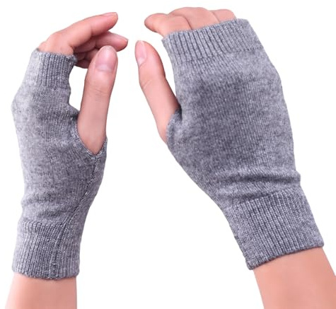Pryon Wrist Warmers,Cashmere Fingerless Gloves Mittens Women Thermal Hand Winter Wool Mitten Heated Mitts Soft Glove Knit Cold Cover,for Ladies Womens Typing Warmer Indoor Girls Mens Christmas (Grey)