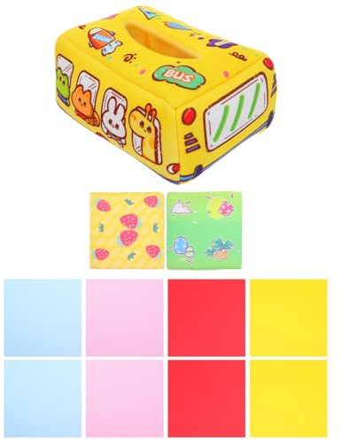 Yardwe Juguetes para bebés de 6 a 12 Meses: Caja de pañuelos Desechables Montessori con pañuelos Suaves y crujientes. Libro sensorial para bebés de 1 año (niño o niña). Aprendizaje temprano.
