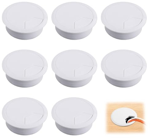 8 Stück Kabeldurchführung Schreibtisch 60MM Weiß Schreibtisch Kabeldurchführung Geeignet Für Schreibtische Büros Und Arbeitsflächen