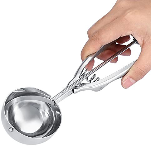 Glasskopa rostfritt stål glass skopa kakskopa manuell mekanisk avtryckare matskopa för tårta kex melon socker (6 cm)