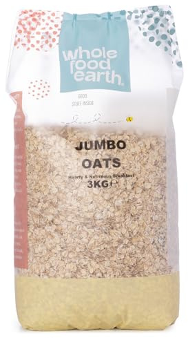 Wholefood Earth Jumbo Oats 3kg - Rolled Oats, High Fibre, Slow Release Energy, Low GI Porridge Oats