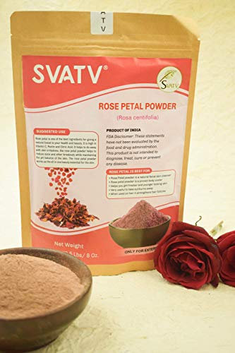 SVATV Rosenblüten Pulver II Rose Petal Powder II Natürliche Gesichtspackungen Und Gesichtsmaskenformulierungen Nährt Peelings Macht Die Haut Weich Und Entgiftet 227g