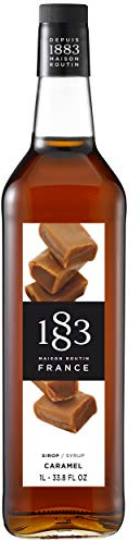 1883 Maison Routin Premium Caramel Syrup for Coffee, Hot Chocolate & Milkshakes - Vegan-Friendly, Allergen-Free, No Artificial Colours or Preservatives- 1L Glass Bottle