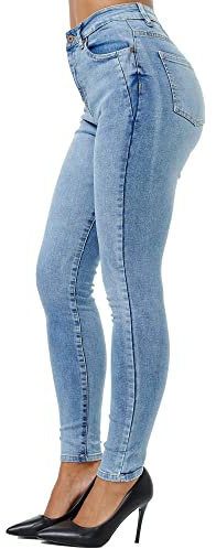 Tazzio Damen High Waist Skinny Jeans – Stretch Denim Hose im Slim Fit, Figurformende Damenjeans mit 5-Pocket Style, Hellblau F107 (Größe 40)