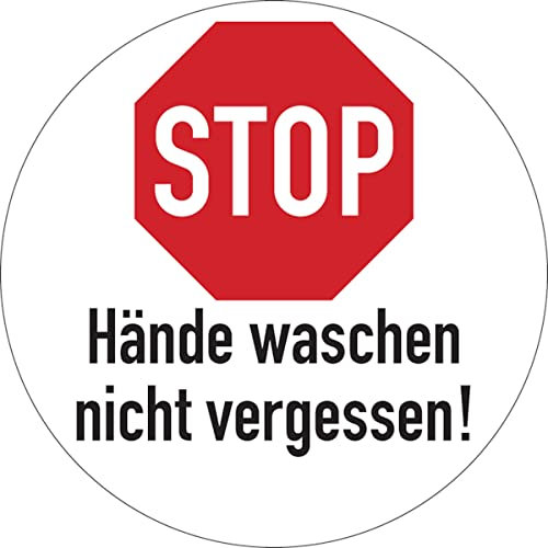 Dreifke® Aufkleber Hygieneschild, STOP Hände waschen nicht vergessen Folie selbstklebend 20