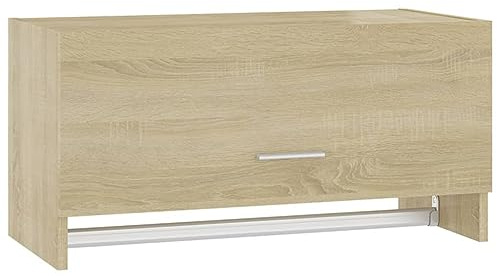 vidaXL Armario Ropero Guardarropa Percha Dormitorio Habitación Muebles Mobiliario Estantes Organizador Contrachapada Color Roble Sonoma 70x32,5x35cm