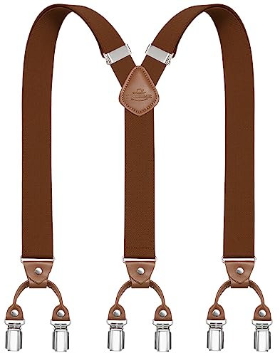Dresime Bretelles pour hommes avec 6 pinces métalliques en Y Ajustables Bretelles élastiques robustes pour pantalons