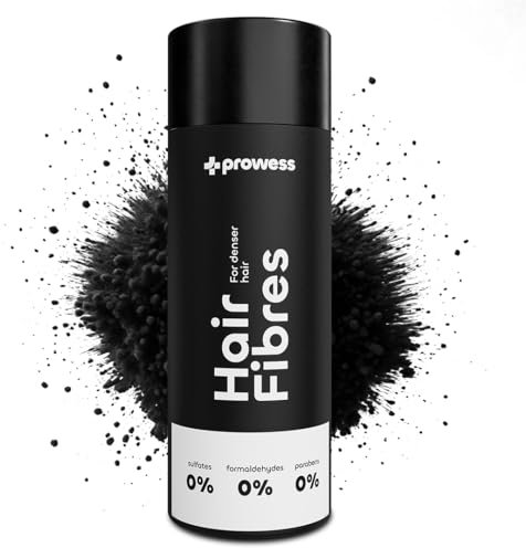 Prowess Streuhaar Ansatzpuder - Natürliches Haarpuder zur Haarverdichtung für Frauen und Männer - Farbe Schwarz - Ansatzspray für sofortige Fülle, Haaransatz kaschieren, Hair fibers, 27,5g