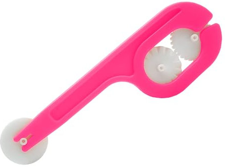Rotella Tagliapasta Taglia Pasta Sfoglia Fresca – con 3 Lame Liscia e Dentate - Tortellini, Ravioli Pasta fatta a Mano – Leggero e Resistente (FUCSIA)