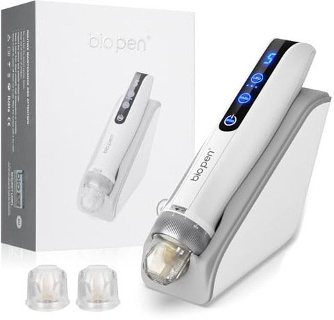 Bio Pen Q2 Dermapen Profesional, 100% Auténtica Herramienta de Belleza Todo en Uno con Microagujas, EMS, Cuidado LED, Estimula el Colágeno, Alivia la Caída del Cabello, Con 3 Cartucho(9/14/25Pins)