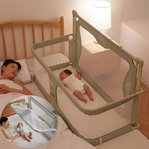 3 in 1 Culla per Neonato Fianco Letto, Culla Nex to Me, culla per Bambini, culla portatile pieghevole, finestra in rete traspirante e visibile, fodera morbida lavabile e robusta lega di alluminio ( Co
