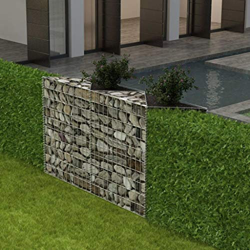Homgoday Cesta de Muro de gaviones Acero galvanizado 120x30x100 cm Metall Gavión Gaviones metálico para Piedras Jaula Cesta de Alambre Valla para Ocultación y Decoración de Ambientes