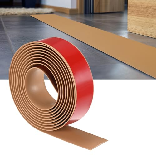 M METERXITY Floor Transition Strip Self Adhesive, 10FTx1.97Inch PVC Laminate Flat Divider Door Transition Strip for Joining Floor Gaps/Carpet/Tiles/Doorways [Light Brown]