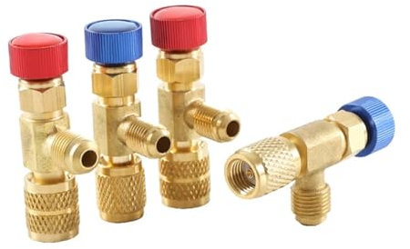 eufeifeiegds Adaptador de aire acondicionado de carga de refrigeración, manguera de válvula de seguridad líquida de 1/4 R410A R22, adaptador de cobre R22, 1 unidad wefeiegds(A1)