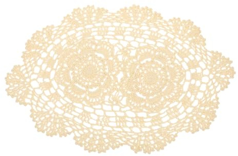 ARTSEWPLY Manteles Individuales de Ganchillo de Algodón Beige Tapetes Decorativos Artesanales para Mesa de Comedor para Casa Restaurante