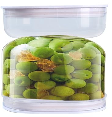Tarro para fermentación, recipientes para encurtidos de 400 ml con tapa temporizador, colador para jugo húmedo y seco | para harina, ensalada, avena, cocina, azúcar