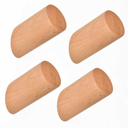 CHAUNCEY HOME Acacia Wood Wall Hooks, 4 Pack Heavy Duty Coat Hooks – Farmhouse Rustic Entryway & Bathroom Hooks for Hats, Towels, Bags, Clothes, Fits Drywall, Straight