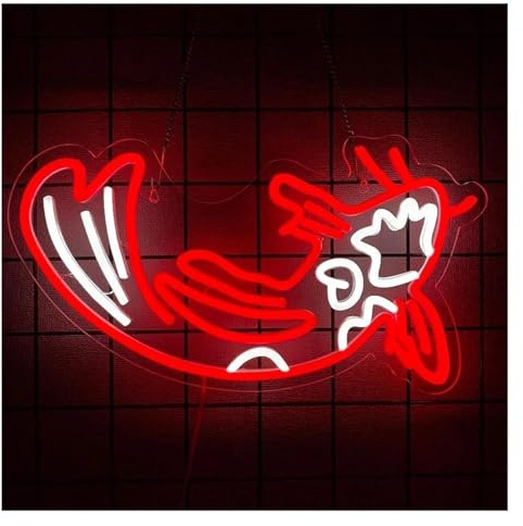 luce al neon Carpa rossa per insegna al neon, luce dimmerabile per pesce, per camera da letto, casa, bar, ristorante, club, ufficio