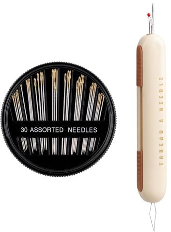 1 Kit da Cucito con Infilacavi Bifunzionale, Scatola di Cucito Portatile per Riparazioni, Accessori per Ago e Filo, Ideale per Principianti, Viaggi e Casa