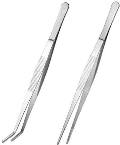 ULTNICE Lot de 2 pinces pour cuisine professionnelles, multi-usages et multifonctions avec pointe courbée et droite