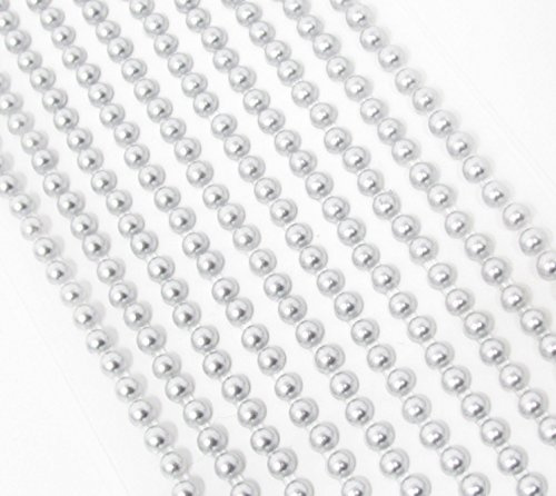 Syntego Gemas de perlas autoadhesivas, mini perlas redondas de fondo plano de 3mm tiras de adorno, Claro, 500