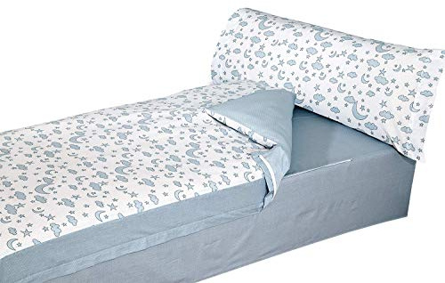 Montse Interiors, S.L. Saco nórdico Estampado con Cremallera y Bajera Ajustable (para Cama de 90x190/200, Moon Azul)