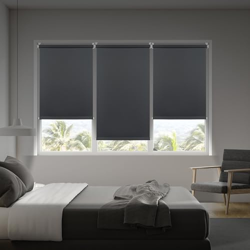 STORESDECO - Verdunkelungsrollo Klemmfix ohne Bohren, Klemmrollo Blackout, Rollo Blickdicht einfache Montage, Ideal für Flügelfenster | Grau, 45 cm x 180 cm