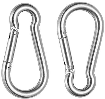 2Pcs M10 Carabiner Hook, Large Stainless Steel Carabiner Clip Heavy Duty Spring Snap Clip Keychain Locking Snap Hook for Outdoor,Camping, Hiking, Traveling, Fishing