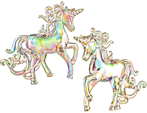 alles-meine.de GmbH 2 Stück Deko Figur Einhorn 10,5 cm - Innen & Außen - bruchfest - Kunststoff/Plastik - wetterfest + wasserfest - Aufstellen Oder Hinhängen - Ostern/W..