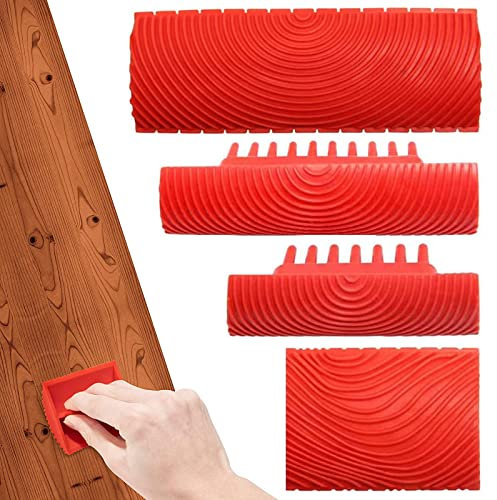 4 PCS Outil de Grain de Bois de Caoutchouc - Outil à Grain de Bois - Outils pour veines de bois imitation bois outil de grain de bois pour la décoration murale