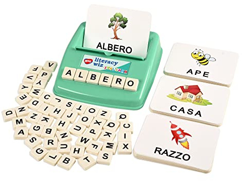 BOHS Juego de alfabetización en Italiano, 60 Tarjetas Flash tapar y deletrear, Juguete Educativo de Aprendizaje de Idiomas para Preescolar