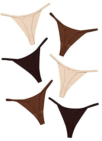 DEANGELMON G-string Thongs for Women Panties No Show Thong Seamless Underwear Low Rise Comfortable Microfiber Workout Pack (6P2,M-NEWS)