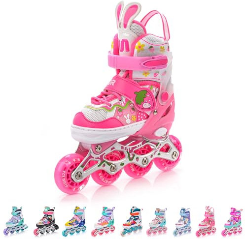 meteor verstellbare 4‑in‑1 Kinder Inline-Skates – Rollschuhe Inliner Schlittschuhe – ABEC‑7 PU‑Räder Aluminiumrahmen – Größen XS 25‑28 S 30‑33 M 34‑37