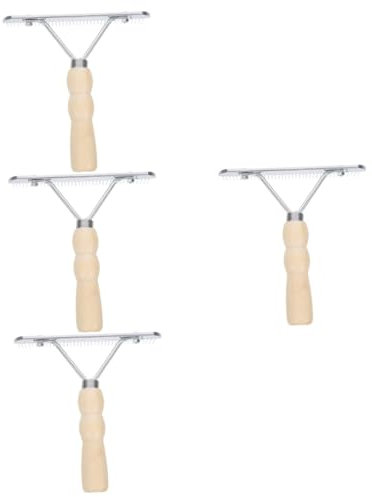 FRCOLOR 4 Stück Pferdenagelrechenkamm Unterwollebürste Rinder Ziegen Schafe Kamm Kämme Haustier strapazierfähige Pferdebürste Pferdepfleger liefert Haarentfernung Zahn Kamm Pferdekamm Holz