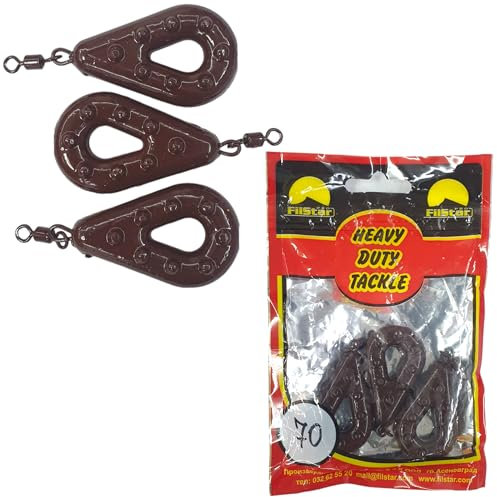 PRO FILSTAR Grundblei Angeln Set 3 x 70g - Gripper Angeln Blei mit Wirbel - Angel Bleie Set - Grundangeln - Birnenblei - Blei Gewicht - Angelblei - Fishing Weights - Bleigewichte – Karpfenblei Kit