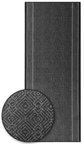 KARAT Premium Teppichläufer mit Muster - 80 x 150 cm, Anthrazit - Modernes Rauten-Design - Teppich - Läufer für Küche, Flur & Wohnraum - Flurläufer Küchenläufer Flurteppich (Olymp)